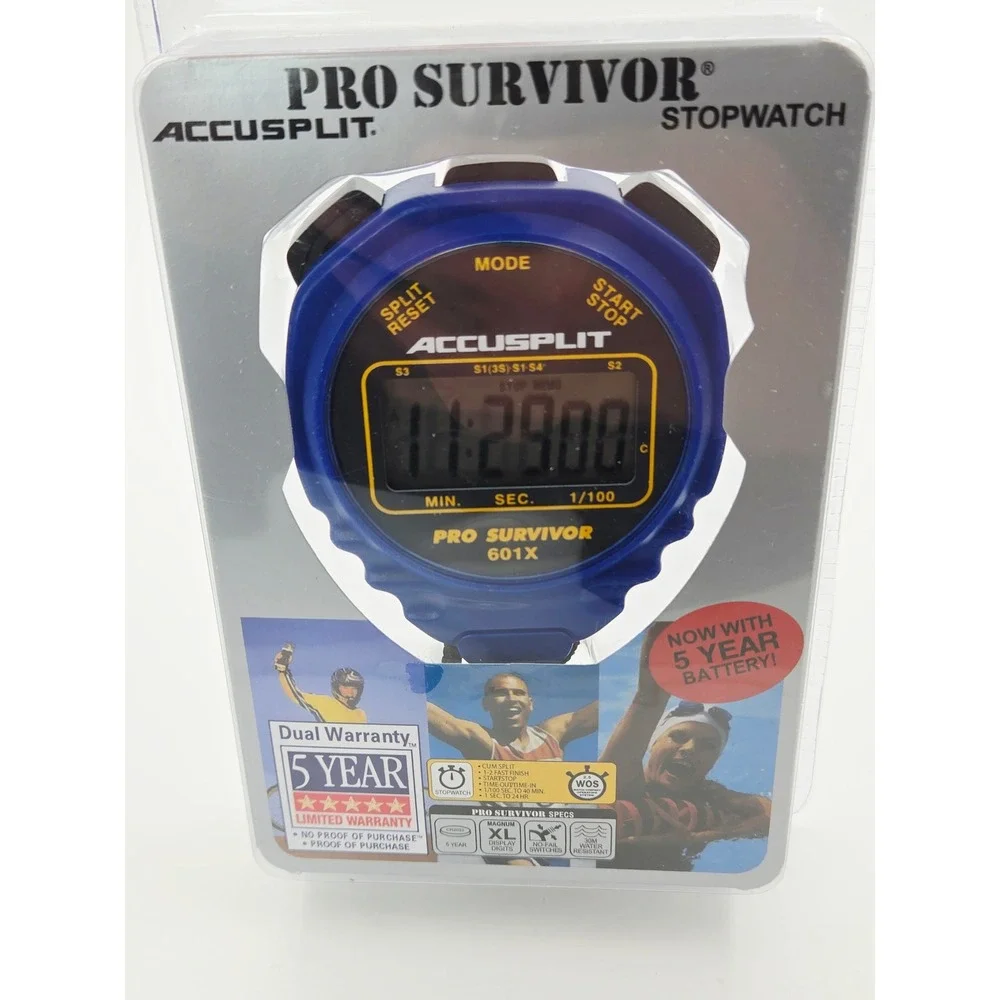 Accusplit Pro Survivor 601X Stopwatch‎ Blue Digital XL Display Water Resistant